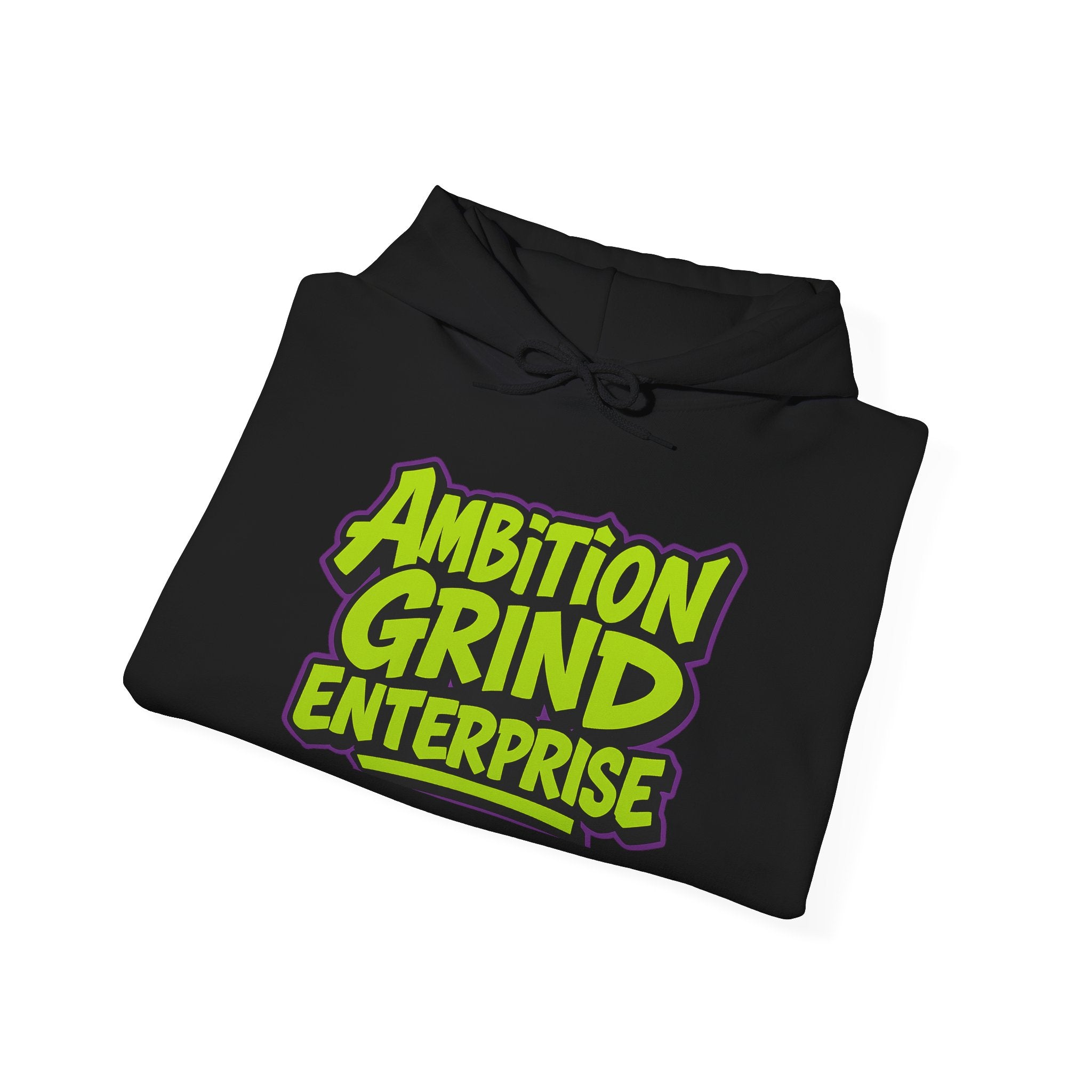 Ambition Grind Enterprise Hoodie | Neon Graffiti Logo, Streetwear