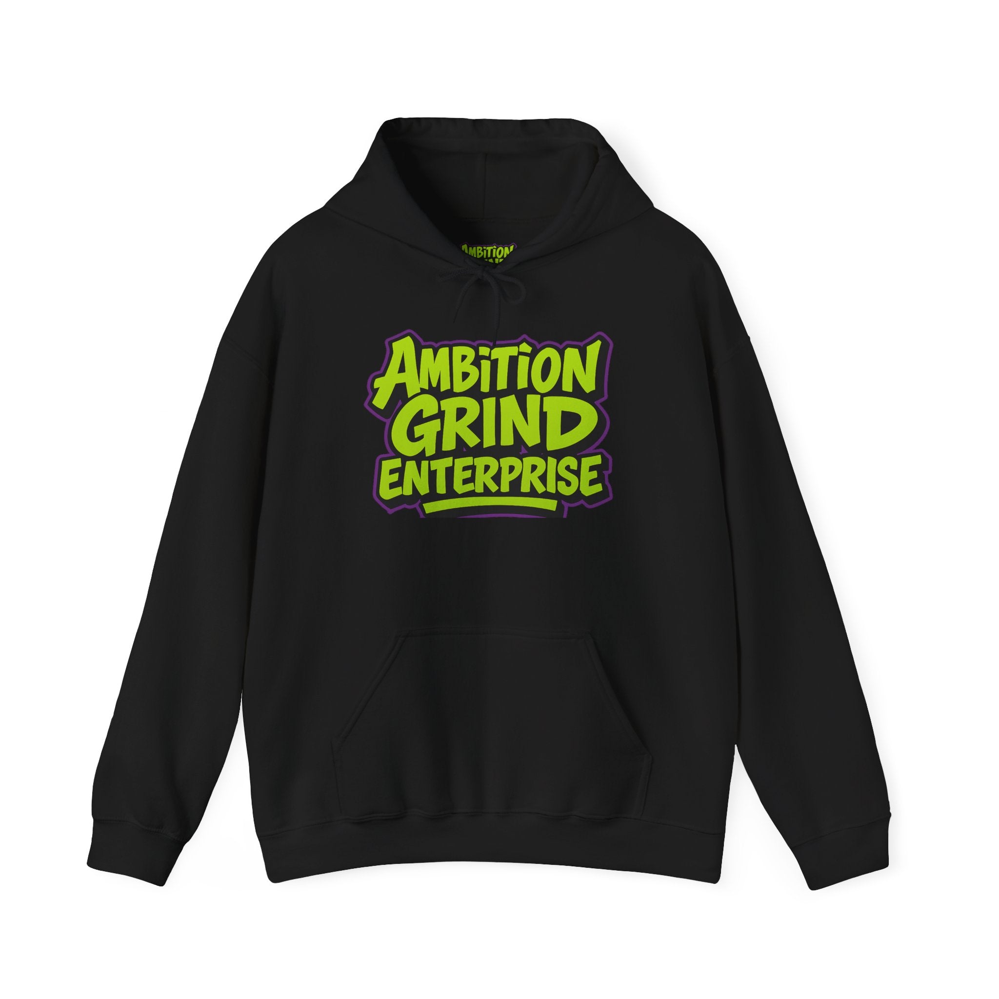 Ambition Grind Enterprise Hoodie | Neon Graffiti Logo, Streetwear