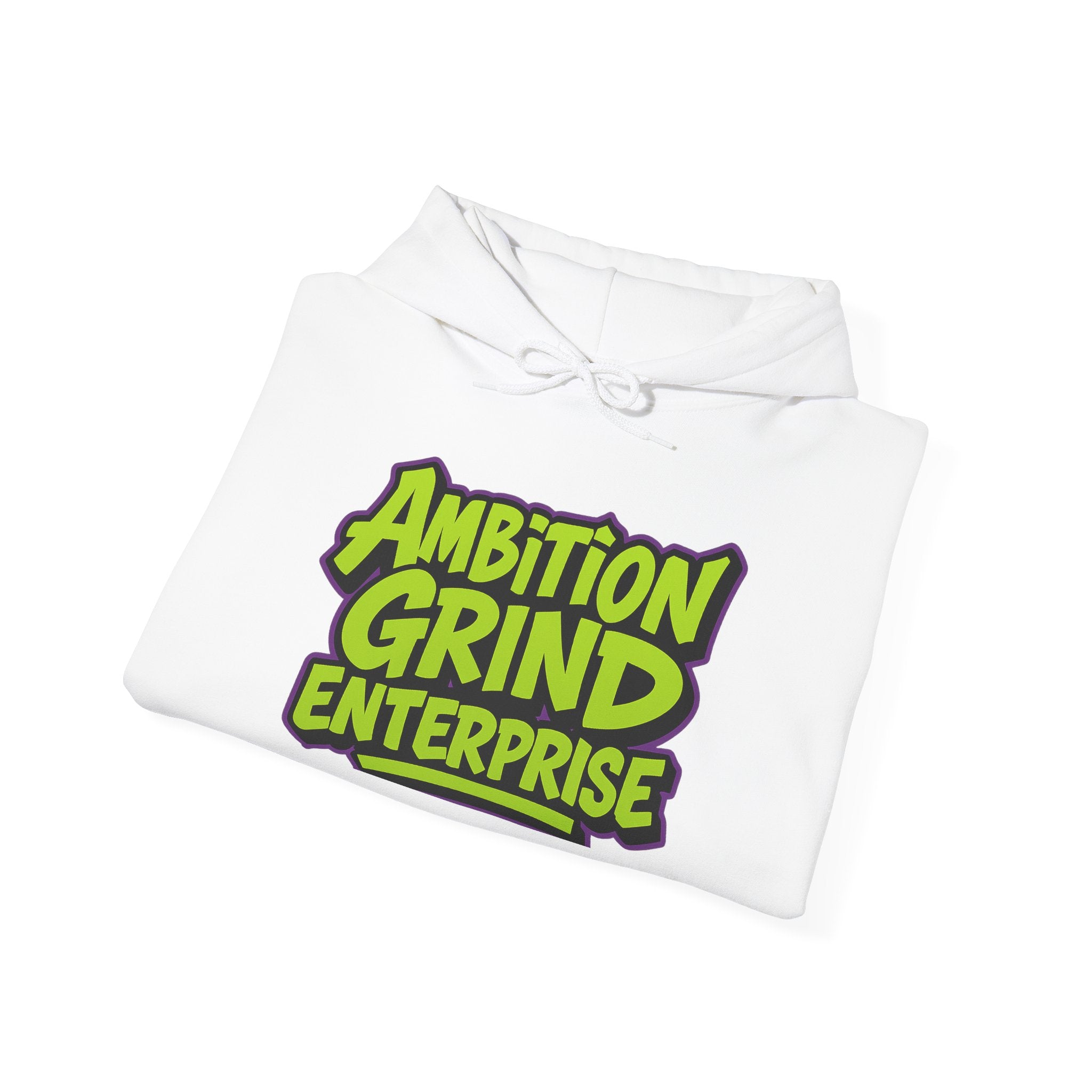 Ambition Grind Enterprise Hoodie | Neon Graffiti Logo, Streetwear