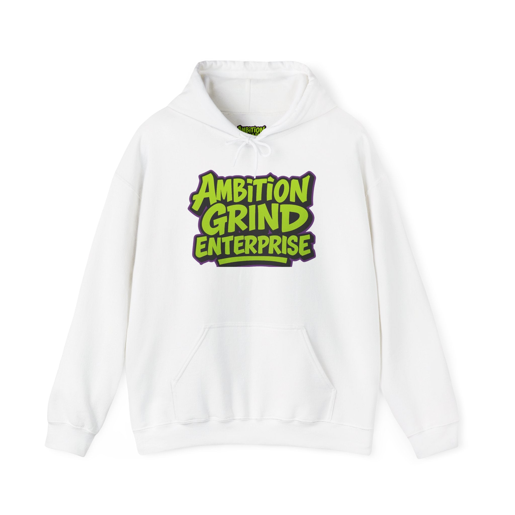 Ambition Grind Enterprise Hoodie | Neon Graffiti Logo, Streetwear