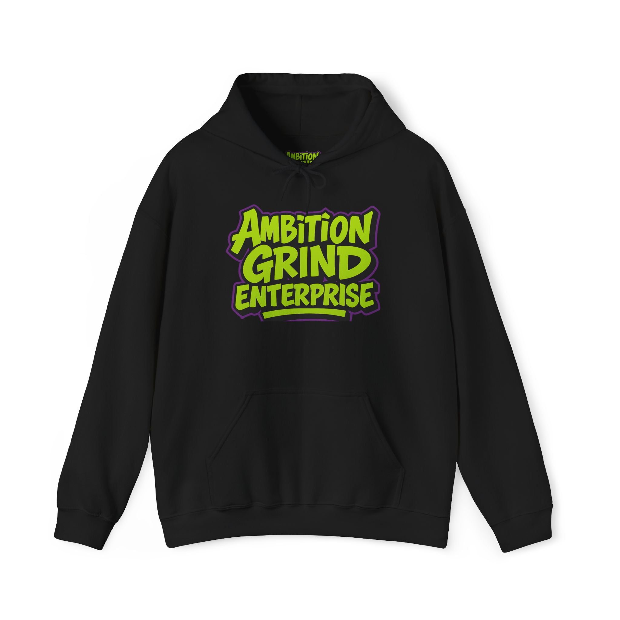 Ambition Grind Enterprise Hoodie | Neon Graffiti Logo, Streetwear