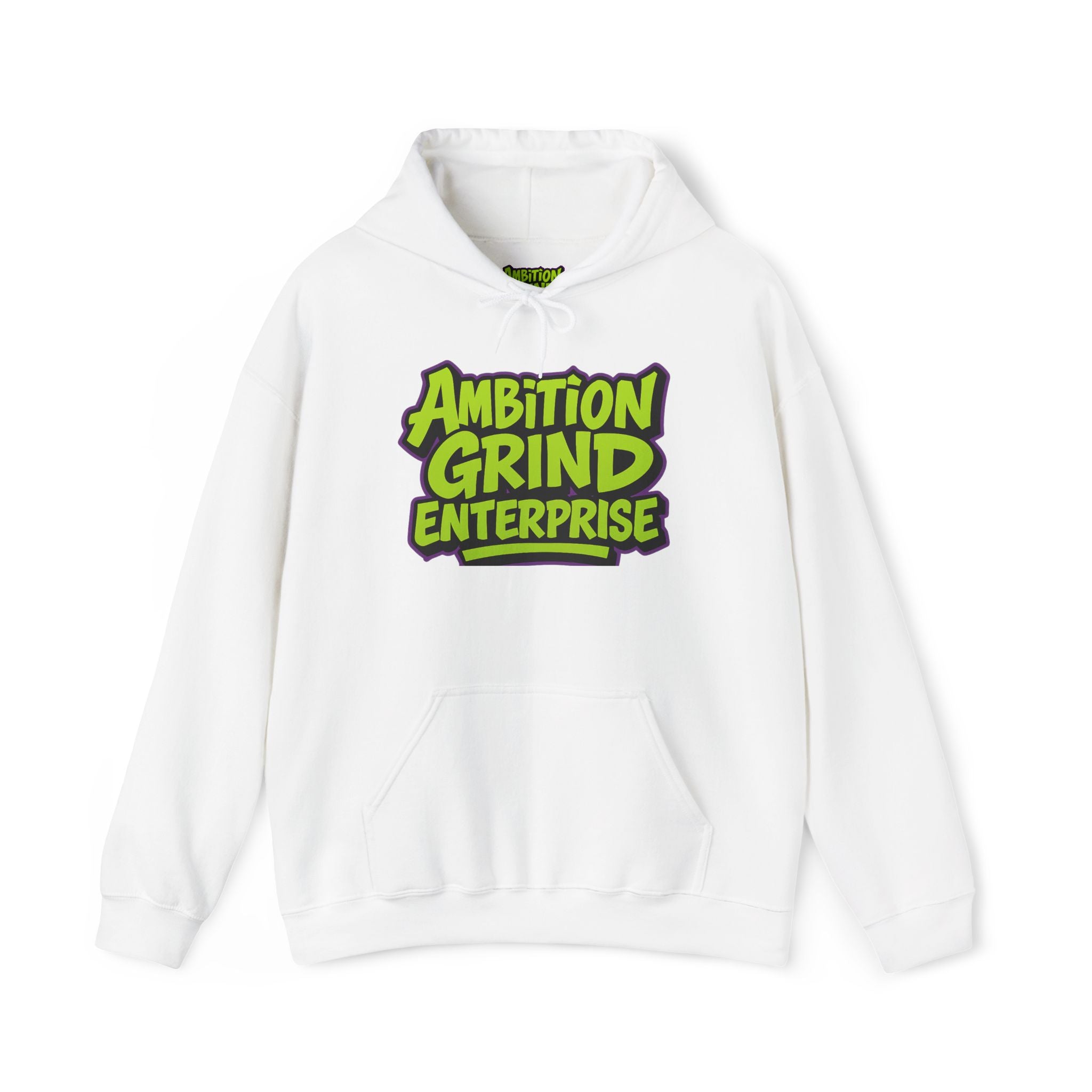 Ambition Grind Enterprise Hoodie | Neon Graffiti Logo, Streetwear